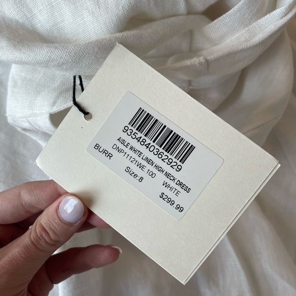BRAND NEW WITH TAGS! DIISH AISLE WHITE LINEN HIGH NECK DRESS - Picture 4 of 6